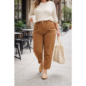 Pilcro The Breaker Pants Size 30 High Rise Relaxed Taper Crop Brown Cotton Twill